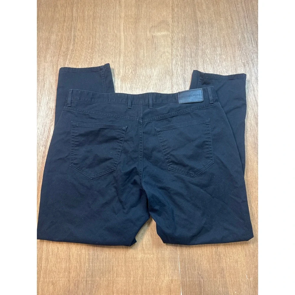 Michael Kors Parker Slim Fit Black Pants Mens 36/30 Cotton Blend Five Pocket